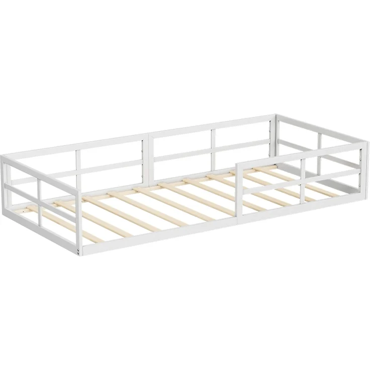 Bodenbett aus Metall Minno Weiß 205 x 95 cm ohne Matratze Vitalispa – Bild 1