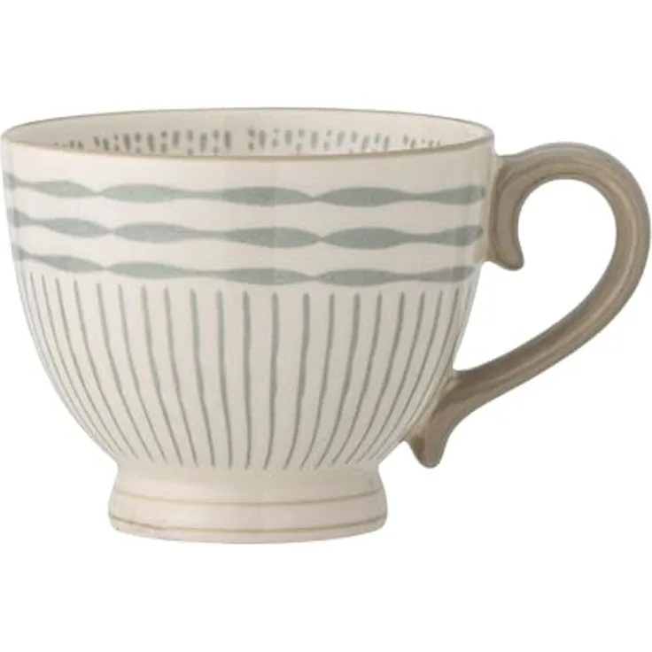 Bloomingville Tasse Maple Becher, Blau Steingut 420 ml Kaffeetasse Teetasse dänisches Design