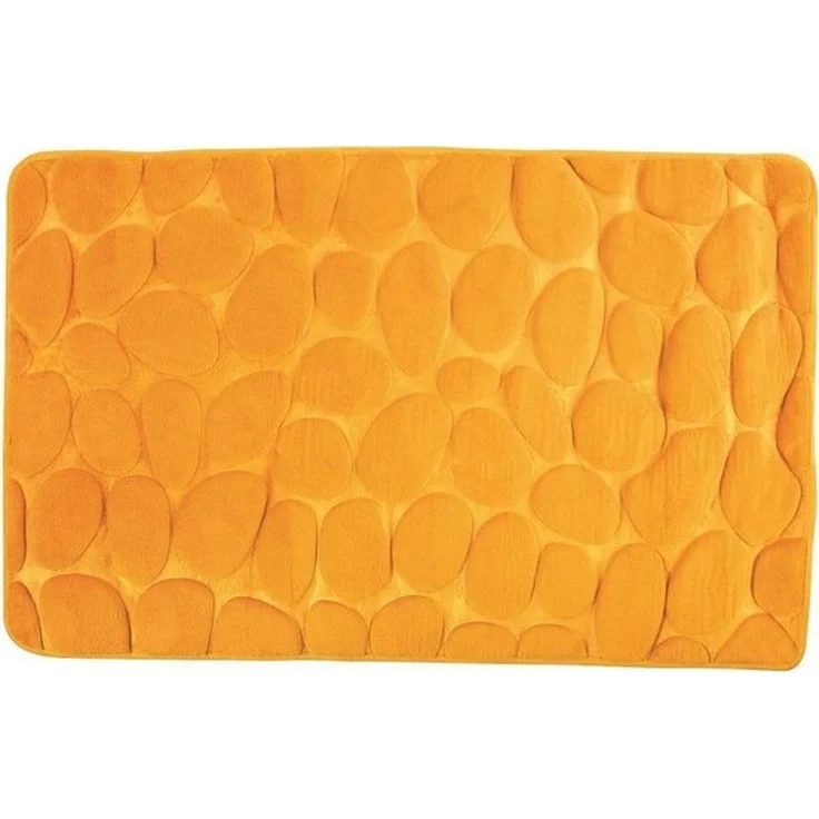MSV Badematte KIESELSTEIN, rutschhemmende Beschichtung, für Fußbodenheizung geeignet, strapazierfähig, waschbar, schnelltrocknend, Microfaser, PVC, aus super-weicher Microfaser, in 2 Größen und vielen trendigen Farben erhältlich, 40 x 60 cm, safran gelb – Bild 4
