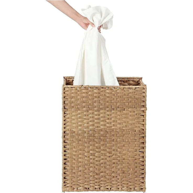Calicosy Wäschekorb mit 2 Griffen und abnehmbarer Tasche - Seegrasimitat - Beige – Bild 6