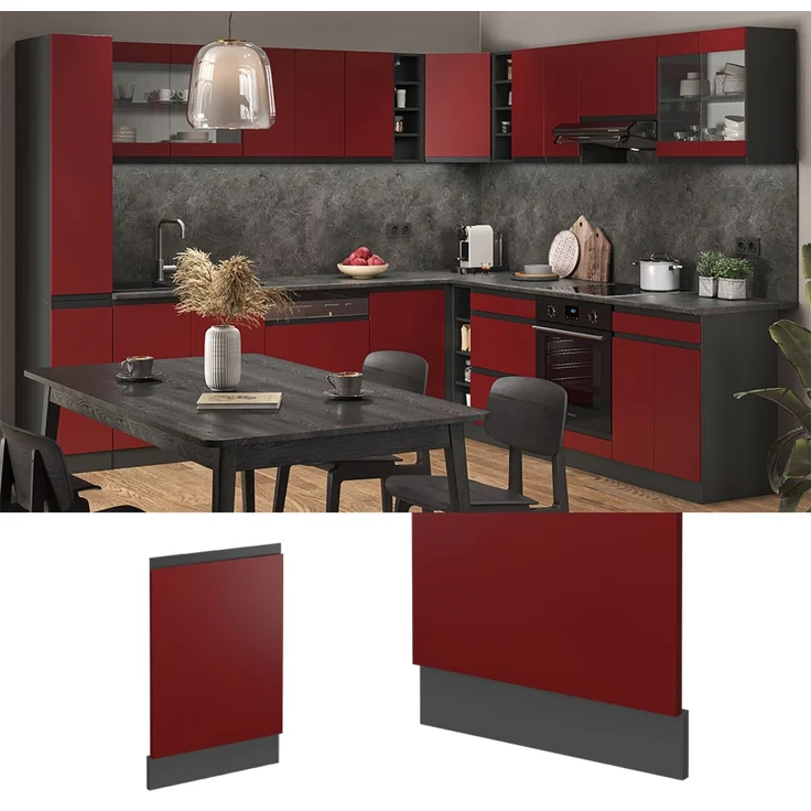 Geschirrspülblende R-Line Rot 45 cm J-Shape ohne Arbeitsplatte Vicco – Bild 2