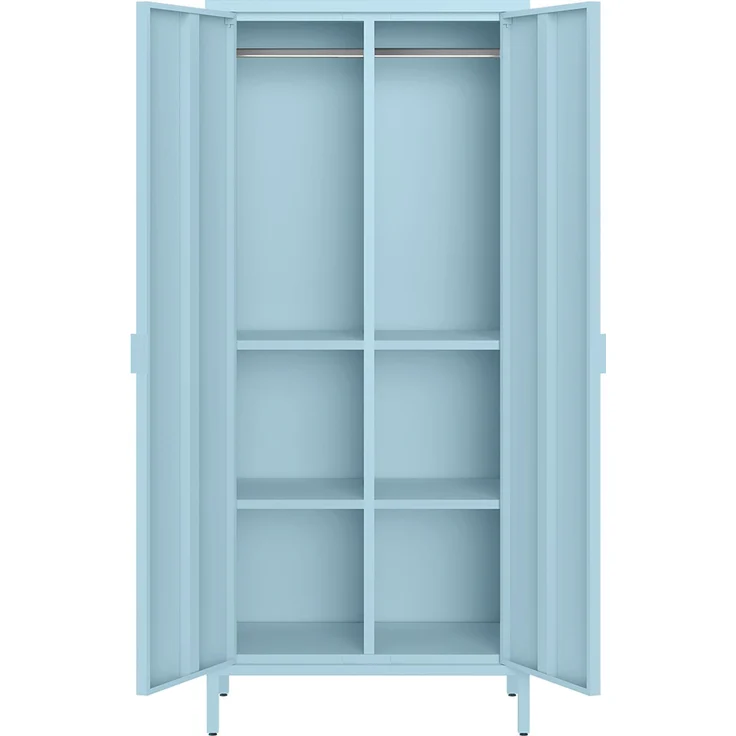 skølm 'Ituri' Kleiderschrank, Metall, 170x45x80 cm, blau, Garderobe mit 4 Fächern und 2 Kleiderstangen – Bild 10