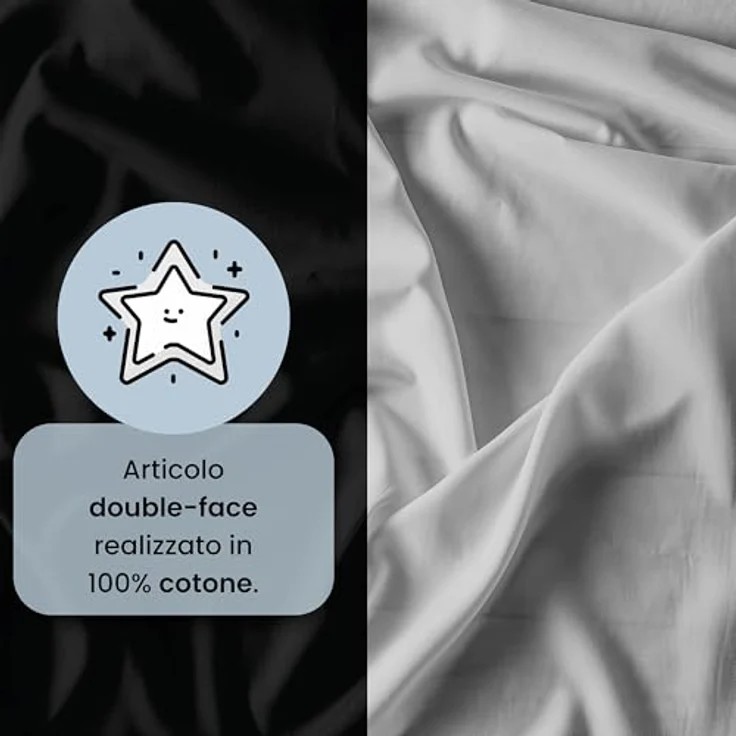 Italian Bed Linen Natural Color Doubleface Bettbezug, 100% Baumwolle, Turteltaube/Rauch, Doppelte – Bild 4