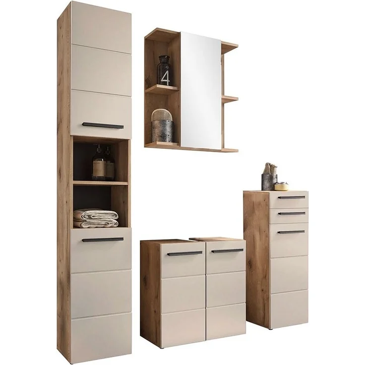 Seitenschrank Sylt / Split, Holzwerkstoff, Beige, Holzfarben, 34 x 104 x 31 cm – Bild 4