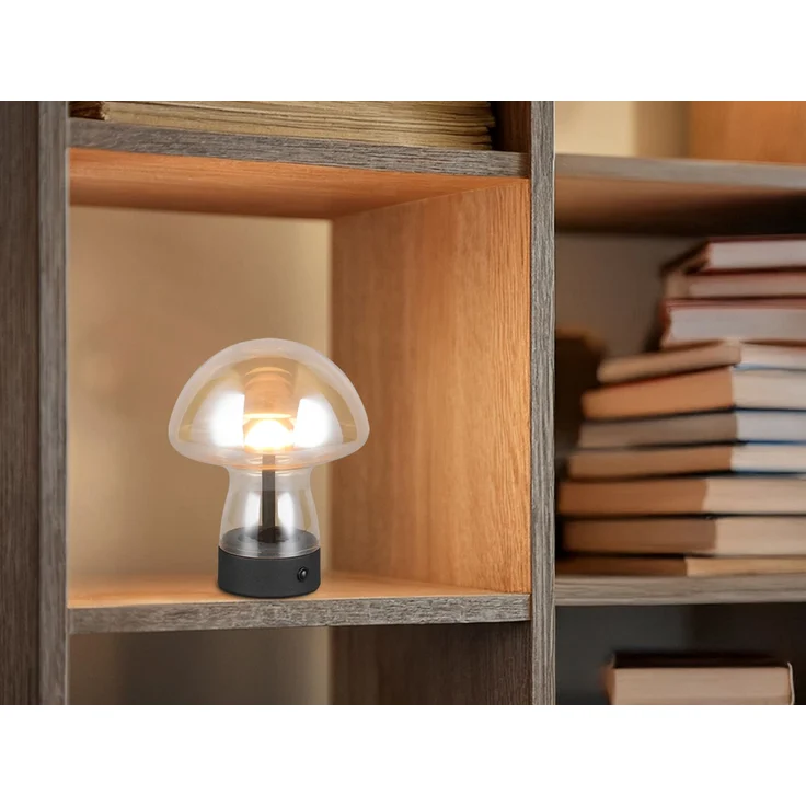 Kleine Akku Tischlampe DOOLEY aus Glas Bernsteinfarben, Höhe 18cm – Bild 5