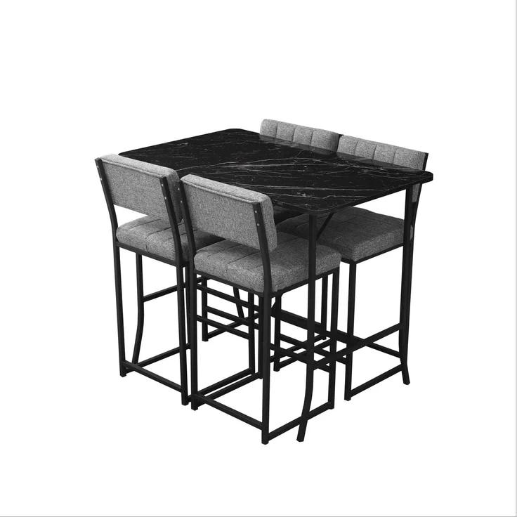Skye Decor 'Retro - Grey, Black' Bartisch-Set mit Barhockern (5-teilig), Grau / Schwarz, 110 x 92 x 70 cm – Bild 4