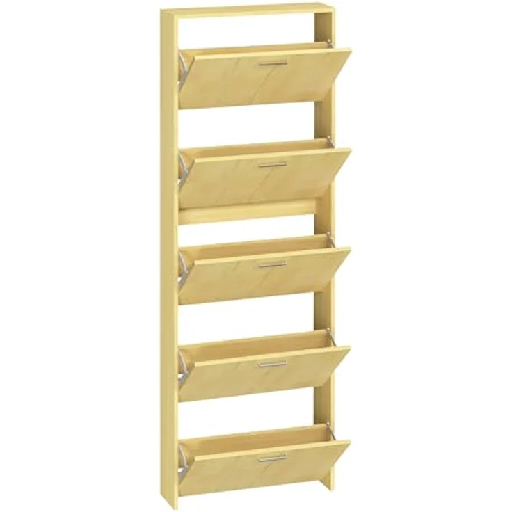 MID.YOU Schuhschrank Sulos, Honigeiche, stehend, Kunststoff, 59x179x17 cm, Schuhaufbewahrung – Bild 5