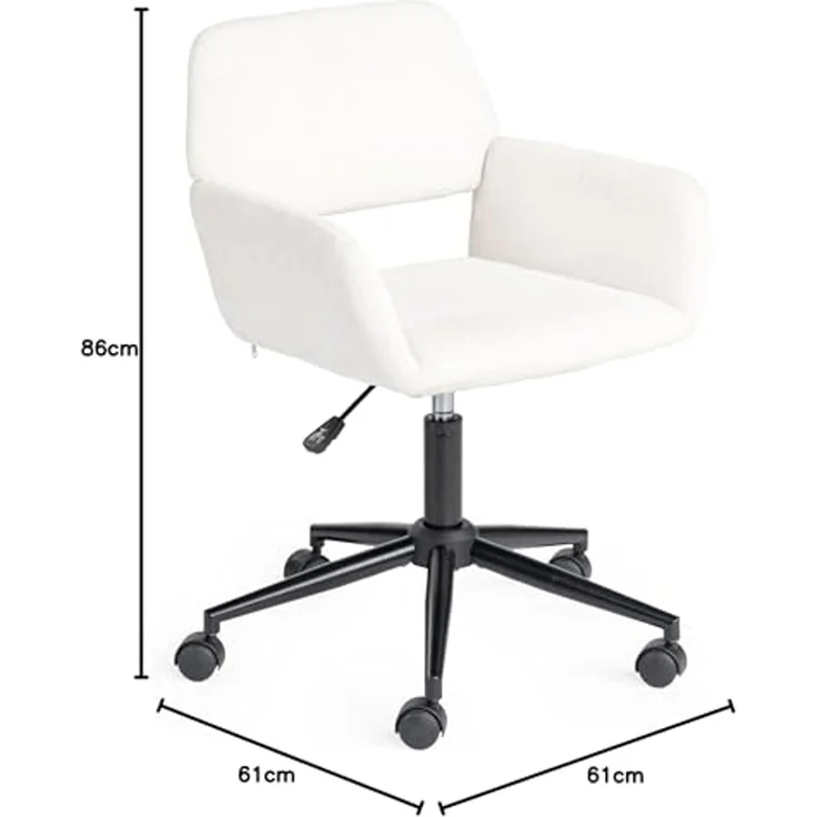 FurnitureR Beige Friseurstuhl, Modernes Design, Chenille Material, Höhenverstellbar, Ergonomisch, Mit Rollen, Platzsparend – Bild 2