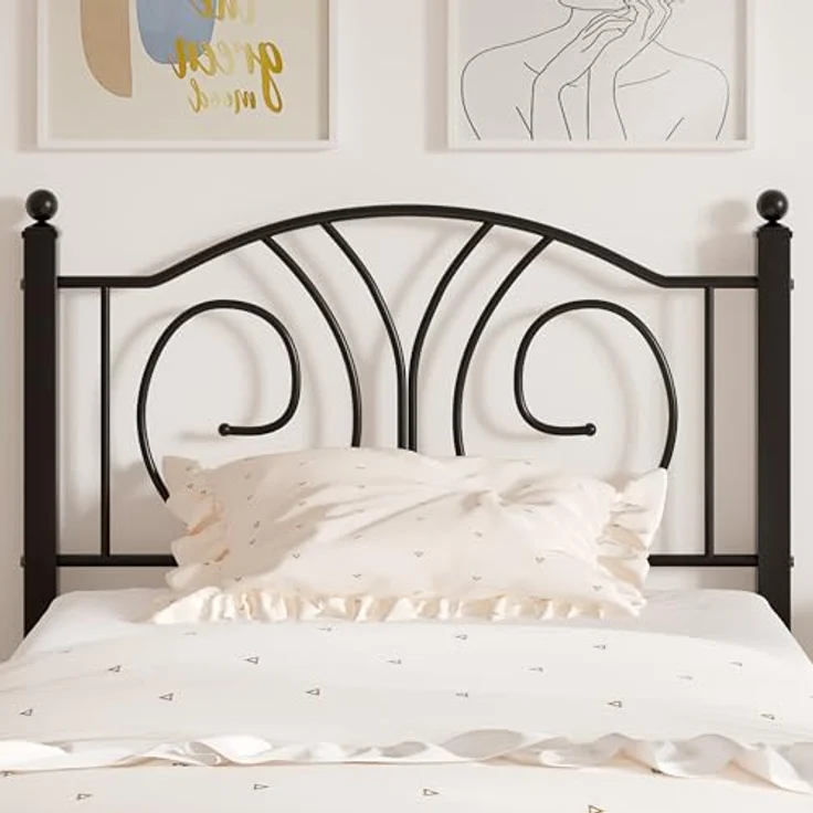 VECELO Bettrahmen 90 x 200 cm, Metallbett mit Hohem Kopfteil und Fußteil, Moderner Minimalistischer Jugendbett für Schlafzimmer Gästezimmer Viel Stauraum unter dem Bett, Schwarz – Bild 4