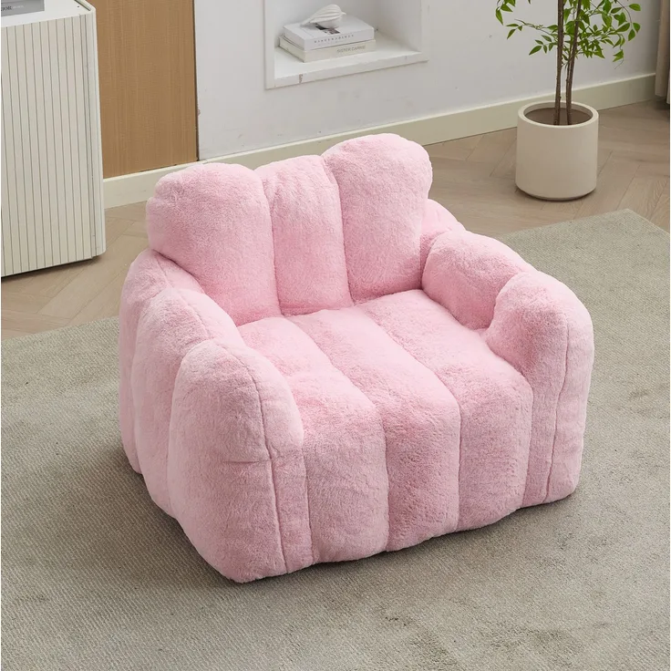Sitzsack aus Plüsch, lotusförmiges Design & weiche Polsterung, 90×105×75 cm, Rosa