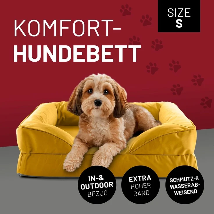 Lumaland Hundebett In-& Outdoor S 70x60x18cm senfgelb vakuumiert – Bild 2