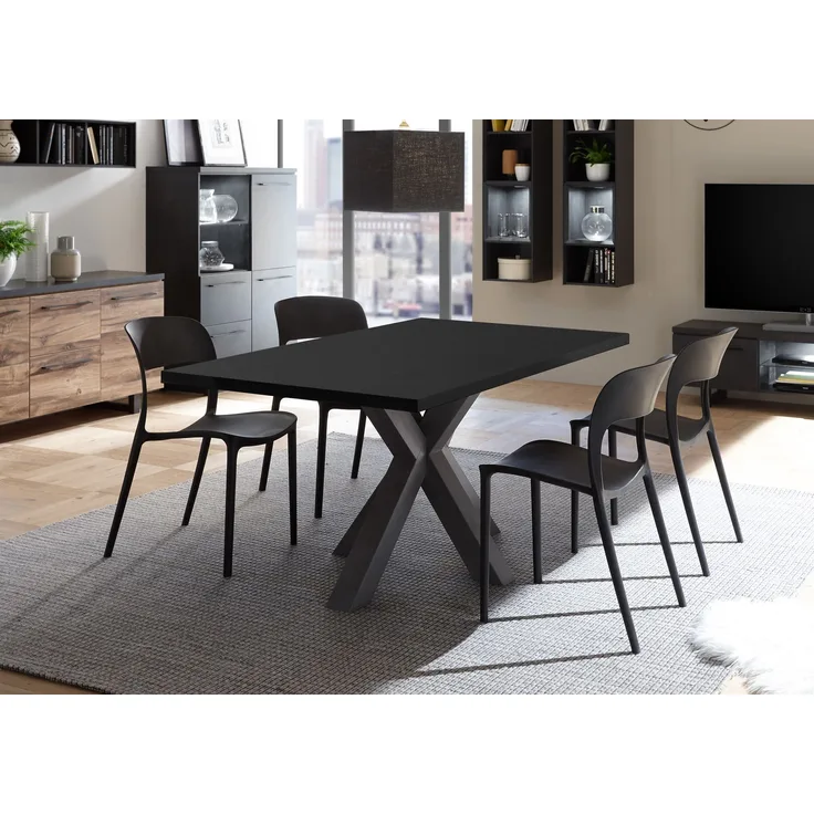 Esszimmertisch Elda 2 180 x 90 x 75 Esstisch Schwarzstahl 13520-180