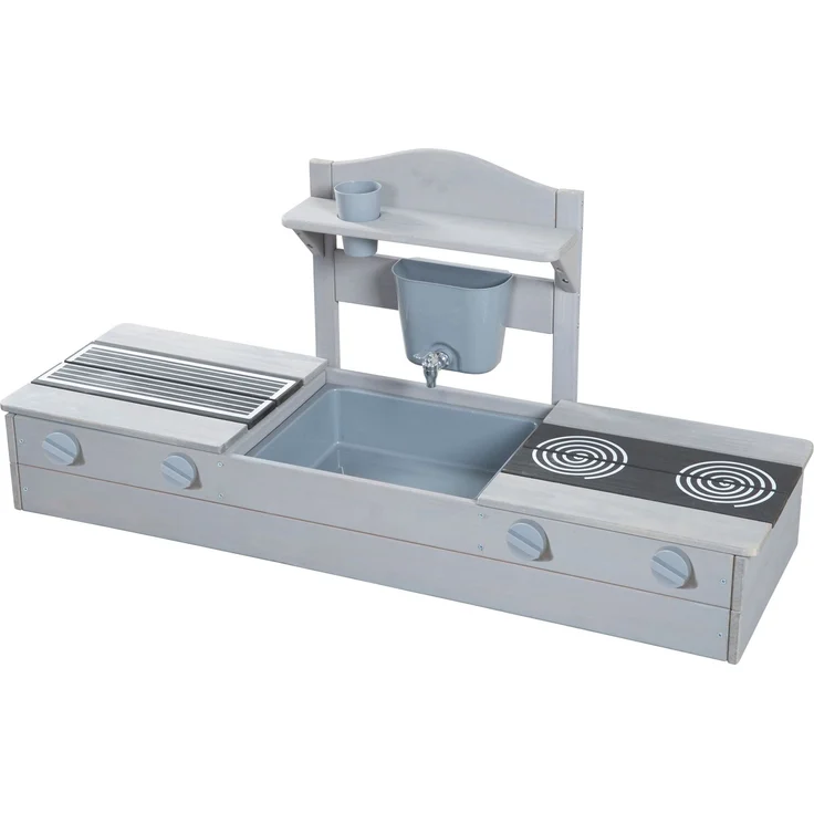 roba 2in1 Balkonsandkasten & Matschküche für Kinder - FSC®-zertifiziert - Inkl. Zubehör - Kompakte Spielküche für Balkon & Garten - Grau – Bild 1