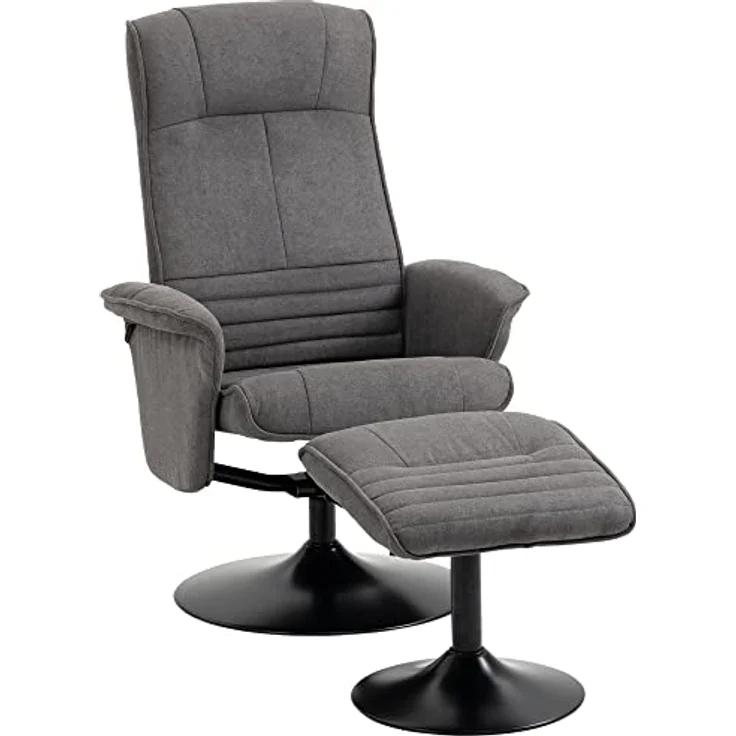 HOMCOM Relaxsessel Relaxstuhl mit Fußhocker, verstellbare Rückenlehne (Liegesessel, 2-St, Fernsehsessel), für Wohnzimmer, Schlafzimmer, Samt, Dunkelgrau – Bild 2