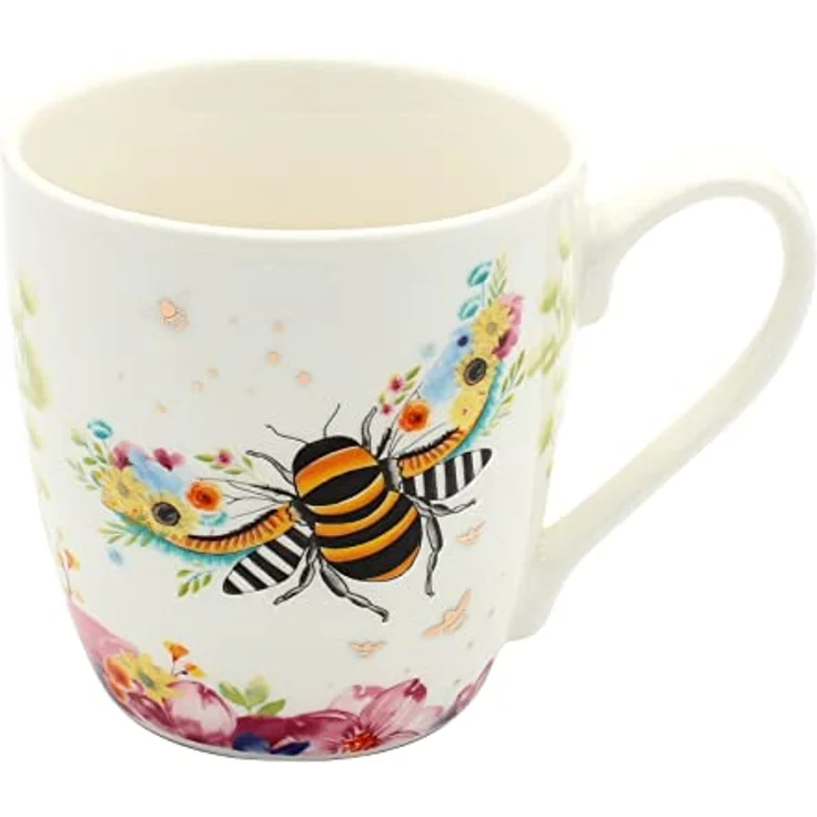 Dekohelden24 Tasse 2er Set Kaffeebecher Kaffeetasse aus Porzellan - Motiv: Biene und, Porzellan – Bild 6