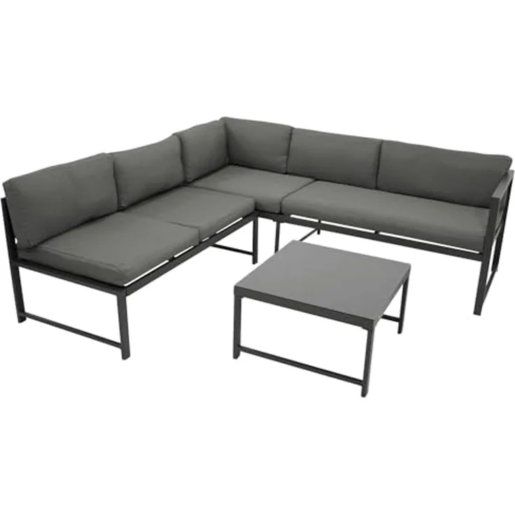 DEGAMO Gartenlounge-Set MONTANA, Ecksofa mit Liegefunktion, Tisch, Aluminium wetterfest