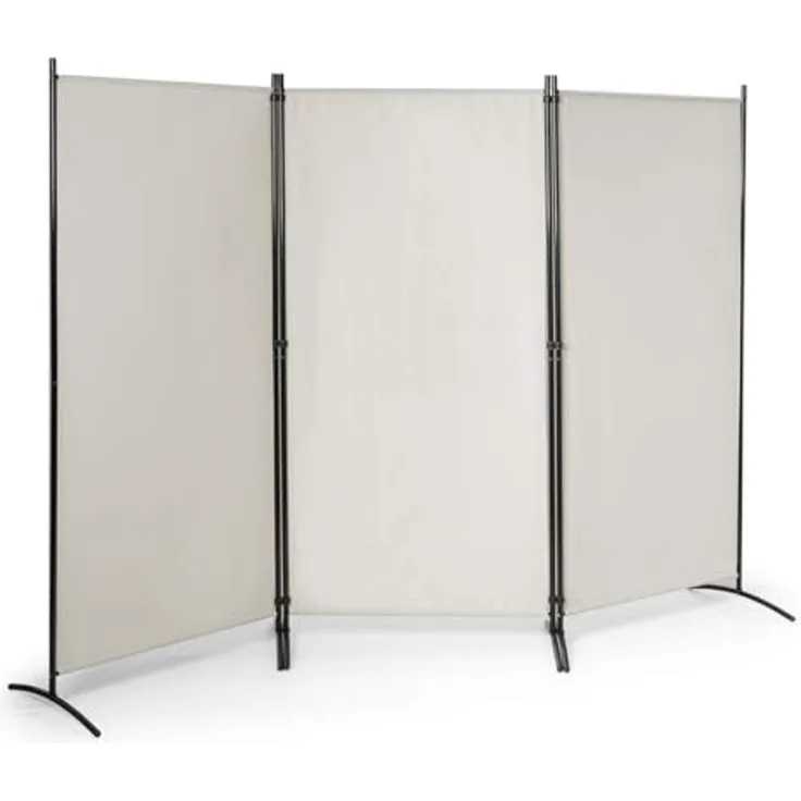 FANTASK 260x183 cm Raumteiler, Paravent 3 teilig klappbar, Trennwand Wandschirm aus Metall & Polyester, Sichtschutz Room Divider Innen für Zuhause Büro Terrasse, Extra breit
