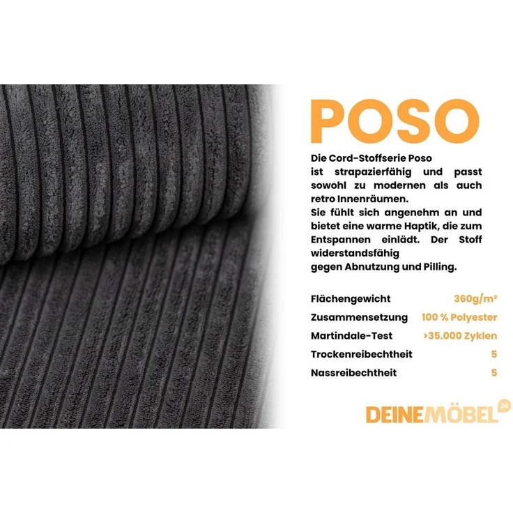 Deine Möbel 24 Boxspringbett JUNG 2 Polsterbett Komplettbett Hotelbett Cord-Stoff inkl. Topper (für Jugendliche Jugendbett Cord Beige Creme Grau Schwarz Anthrazit, 3-St, Bonellfederkernmatratze H3 Taschenfederkernmatratze H4), 90x200 100x200 120 cm Ein... – Bild 4