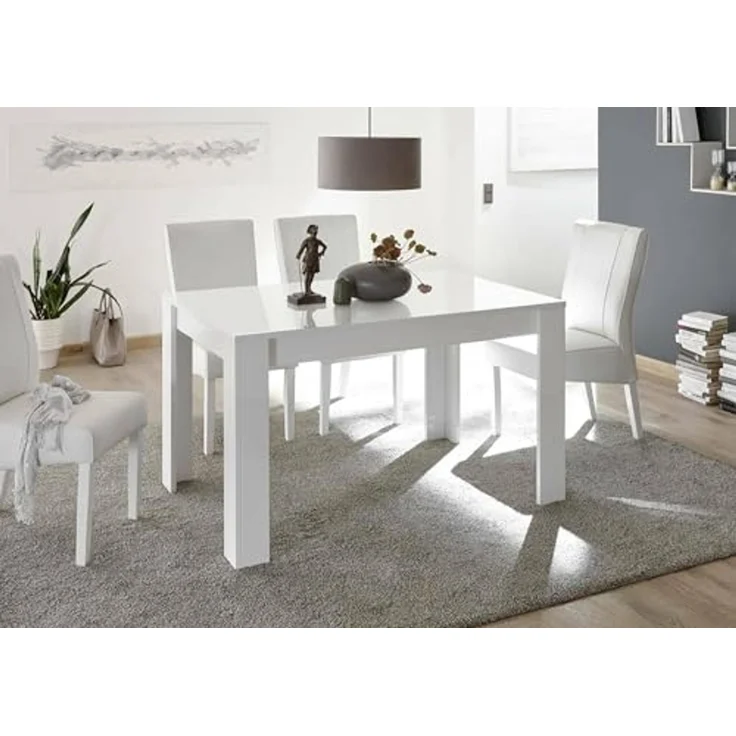 Dmora - Ausziehbarer Tisch Corbara, Küchenkonsole, Esstisch mit Verlängerung, Ausziehbares Küchenregal, Made in Italy, 137x90 h79 cm, Glänzendes Weiß – Bild 6