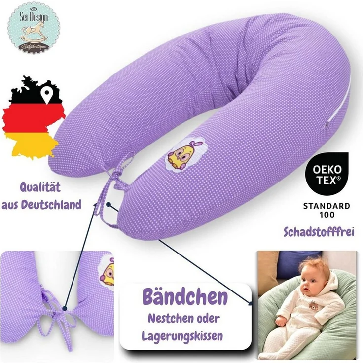 SEI Design Stillkissen Seitenschläferkissen Babynestchen mit EPS Mikroperlen, Schwangerschaftskissen mit Bezug, Schwangerschaftskissen mit Bezug, Bezug 100% Baumwolle – Bild 2
