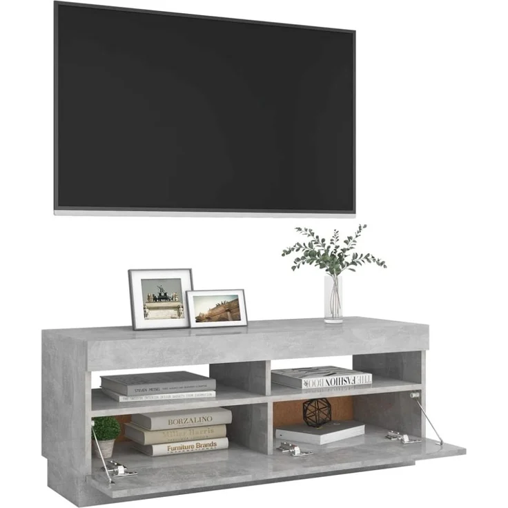 vidaXL TV-Schrank mit LED-Beleuchtung Betongrau 100x35x40 cm 804458 – Bild 8