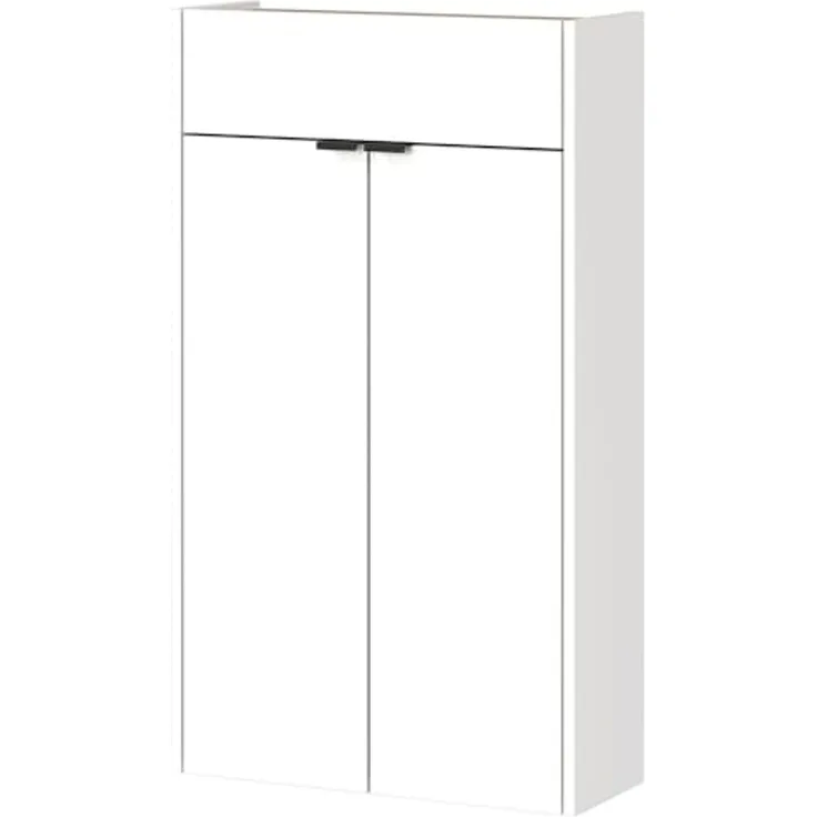Lomadox Schuhschrank ABERDEEN-01 56 cm breit, in weiß mit Eiche, wandhängend, 1 Schublade, 2 Türen