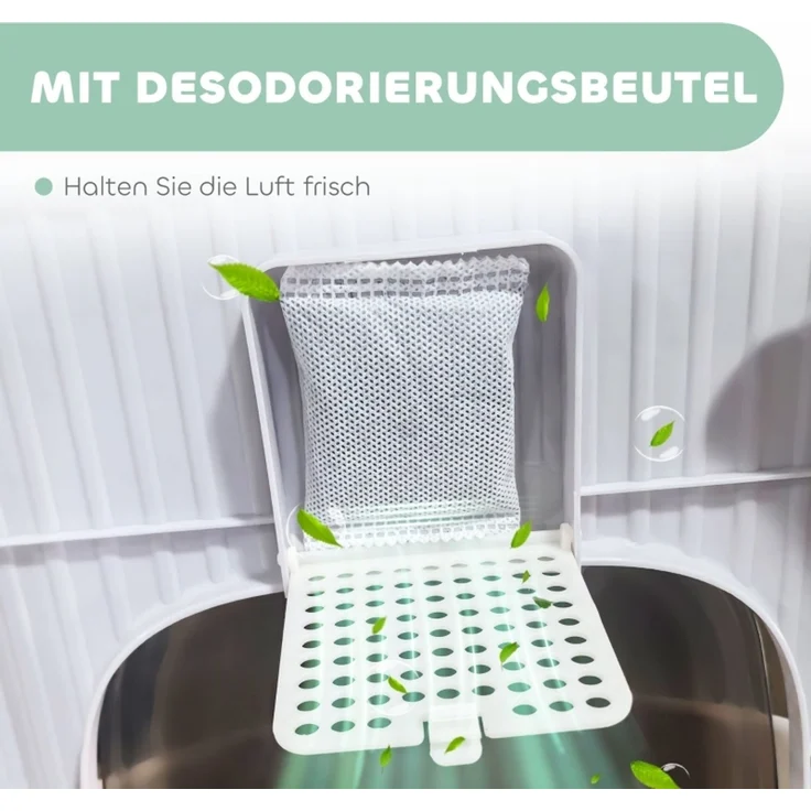 Katzenklo mit Deckel Obenliegender Eingang Schaufel ausziehbares Tablett für Katzen bis 4,5 kg, 40,5x52,5x42,5 cm Grau--Grau--52.5x40.5x42.5cm--YOUDENOVA – Bild 7