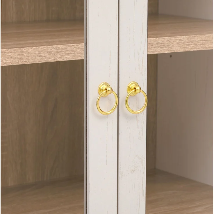 Highboard 76,2x40,1x180 cm mit Glastüren, verstellbaren Regalböden und Schubladen – Weiß – Bild 6