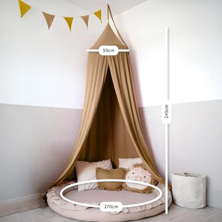 lilimaus Betthimmel Hochwertiger Baldachin Betthimmel Kinderzimmer, Gold Applikation, Stilvoller Baldachin für Baby- und Kinderzimmer – Bild 6