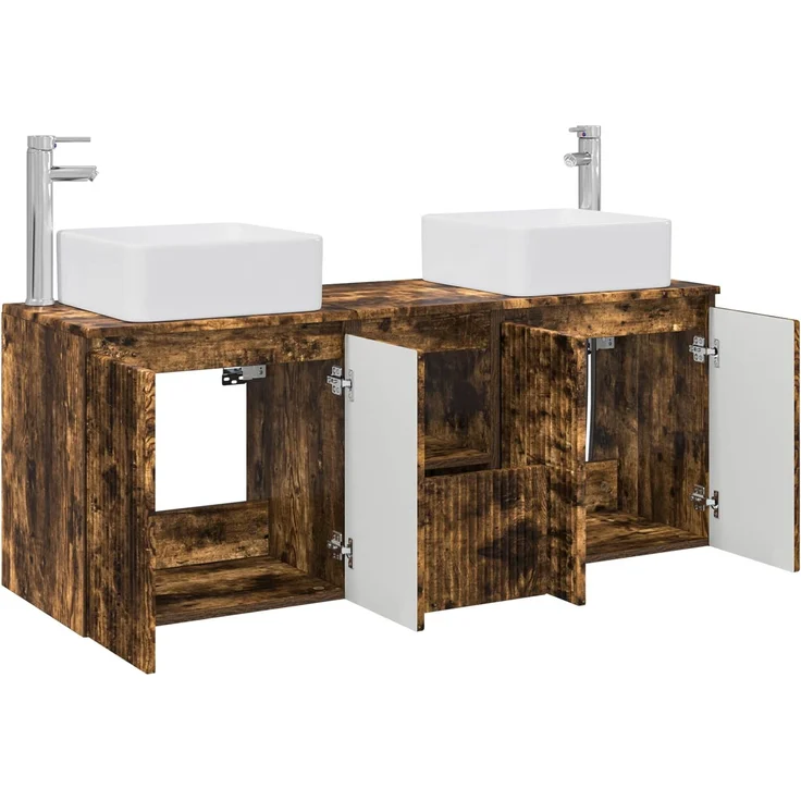 vidaXL Badezimmerschrank-Set 3 stk. Geräucherte Eiche 135 x 35 x 80 cm 3405662 – Bild 4