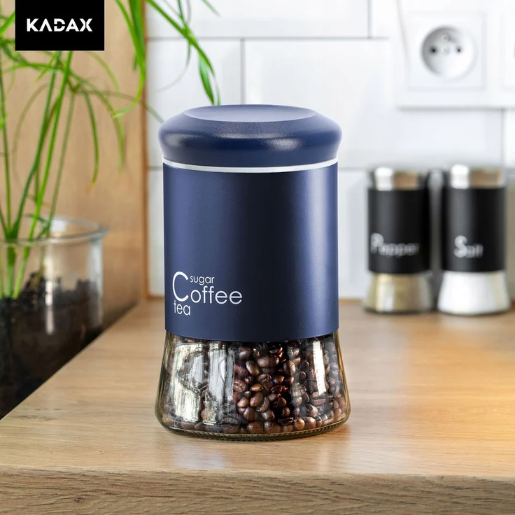 KADAX Glasbehälter für Kaffee, Tee, Zucker, mit Deckel, Küche, 1 l + 0,75 l – Bild 4