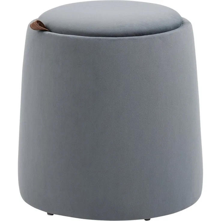 HOMCOM 2-in-1 Ottomane Sitzhocker Runde Polsterhocker Fußbank inklusive Stauraum, abnehmbaren Deckel in Samtoptik Beistelltisch für Wohnzimmer Schlafzimmer Grau Ø44x47,5 cm