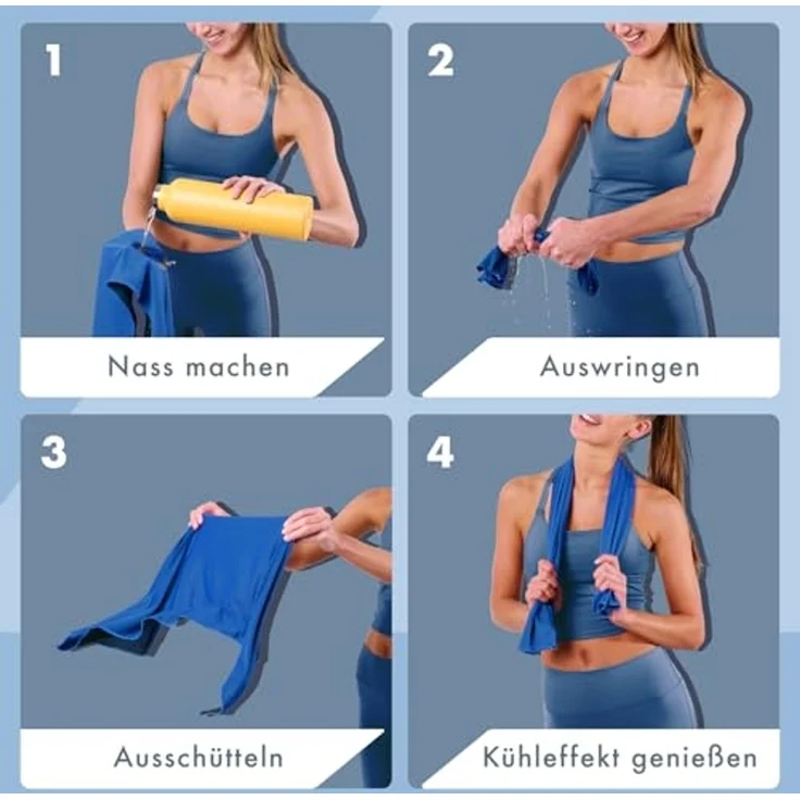 Blumtal Sporthandtuch mit Kühlfunktion aus Mikrofaser, 100x30 cm, (3-St), kühlend – Bild 3