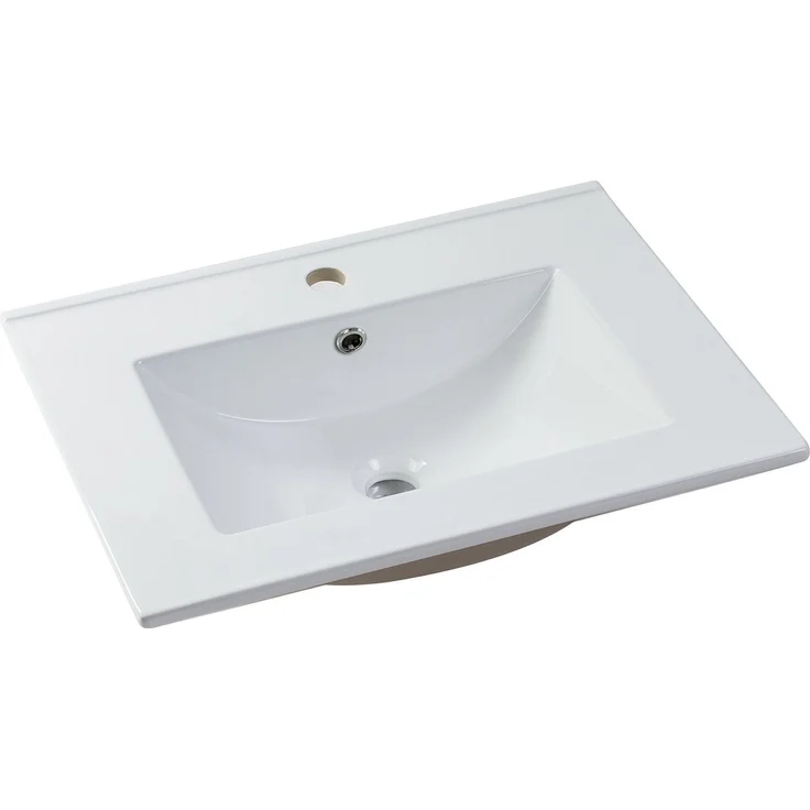 Vente-unique - Hängender Badezimmer-Unterschrank mit Einbau-Waschbecken – Beige – B60 cm – ONDIL – Bild 7