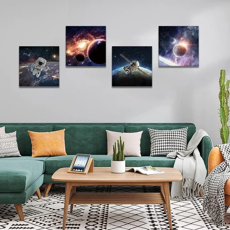 Leinwandbilder 4 Teilig Kunstdruck Planet Universum Raum 30x30cm – Bild 2