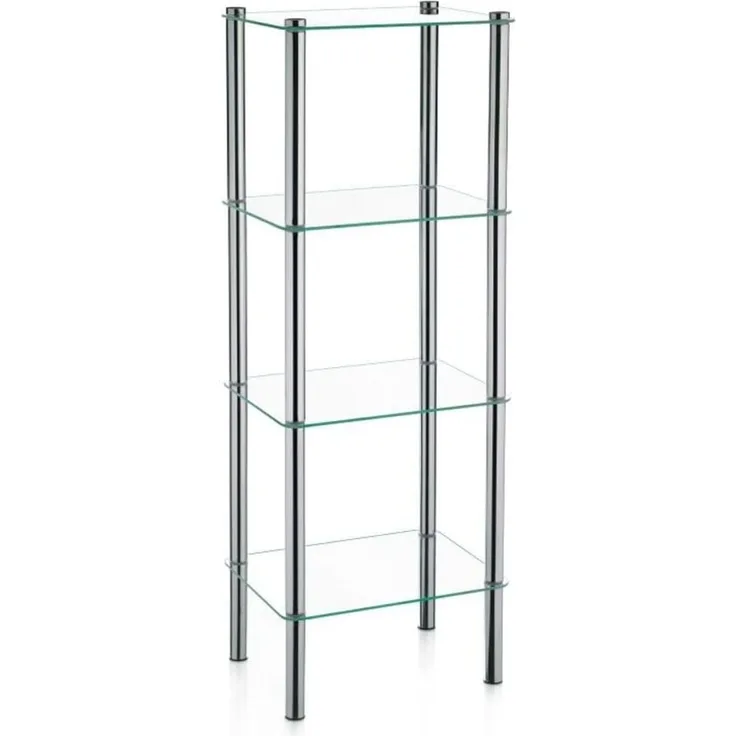Kela 18051, Regal, 4 Etagen, Metall/ Sicherheitsglas, 40 x 30 x 106 cm, Lars, Verchromt