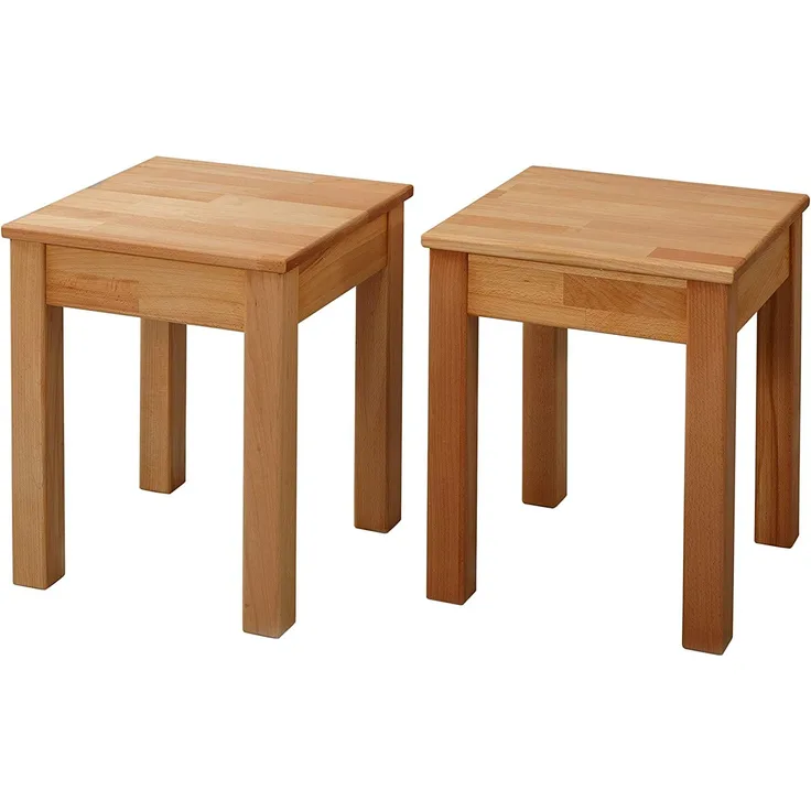 Krok Wood Hocker Tomas aus Massivholz 35 x 35 x 45 cm (Buche, 2X ohne Eingriff)
