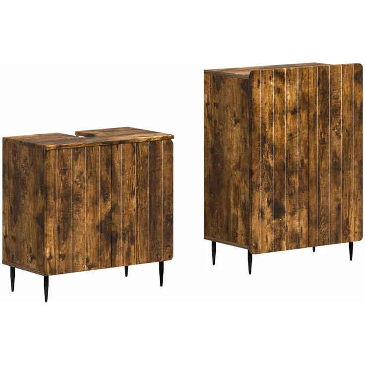 vidaXL 2-teiliges Badezimmer Schrank Set ZWOLLE Raucheiche 3417599 – Bild 2