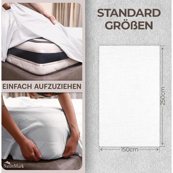2er Pack Betttuch/Bettlaken/Haustuch 250x150 cm Doppelpack weiß von Green Mark Textilien® 100% Baumwolle – Bild 5