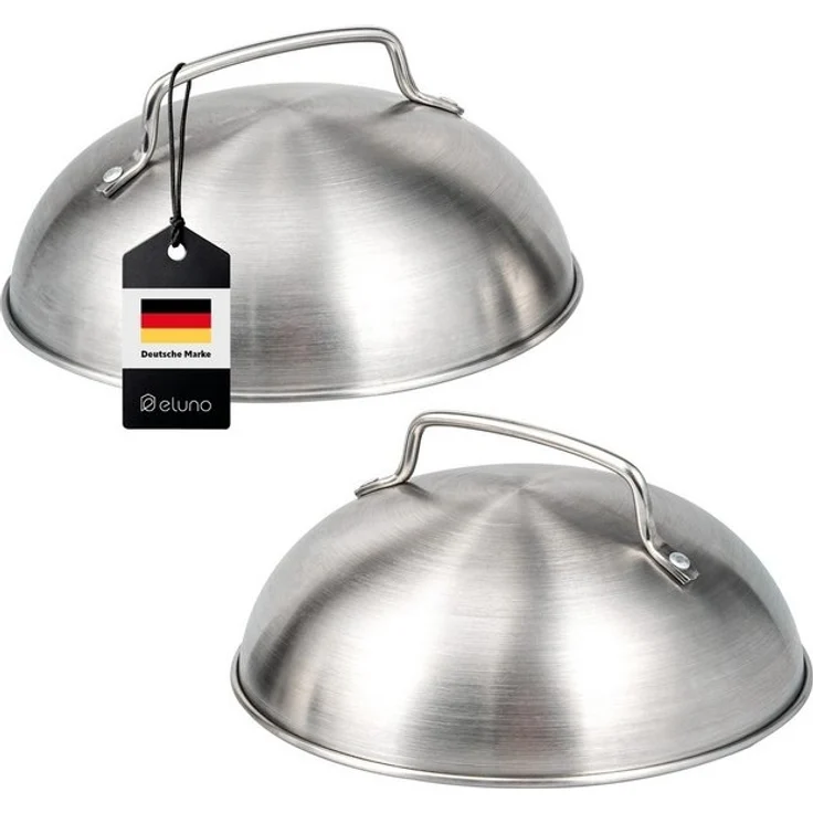 eluno Brathaube Burgerhaube 2er Set - 17,5 x 8,5 cm, Burger-Cover, Edelstahl – Bild 4