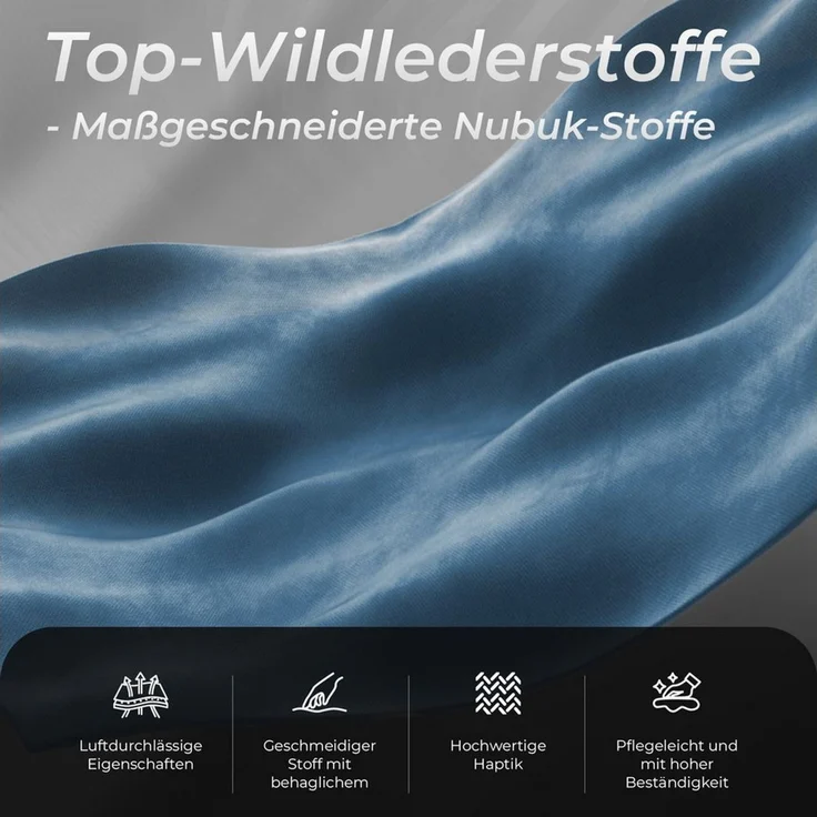 Dowinx Gaming Stuhl,Ergonomischer Wildlederimitat Gamer Chair,Gaming Sessel,Verstellbar Fußstütze und 3D Armlehnen,200KG Tragkraft Bürostuhl mit Geräuschlose Rollen,Schreibtischstuhl,Blau – Bild 3