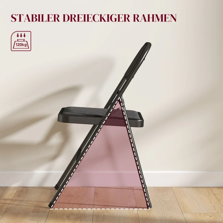 HOMCOM Klappstühle, Polyester, Stahl, Schwarz, 46L x 45B x 78H cm – Bild 5