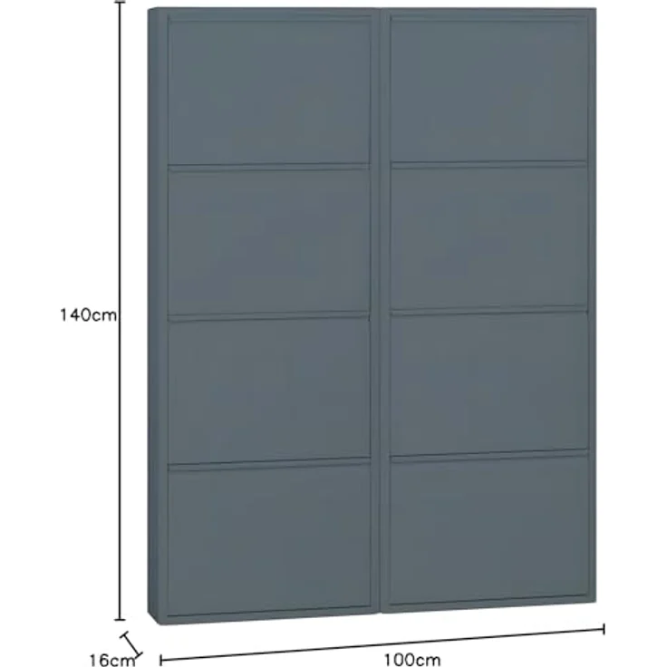 ebuy24 Pisa Schuhkipper, Metall grau, 8 Klappen, 100x140x16 cm, Garderobe, Schuhaufbewahrung – Bild 3