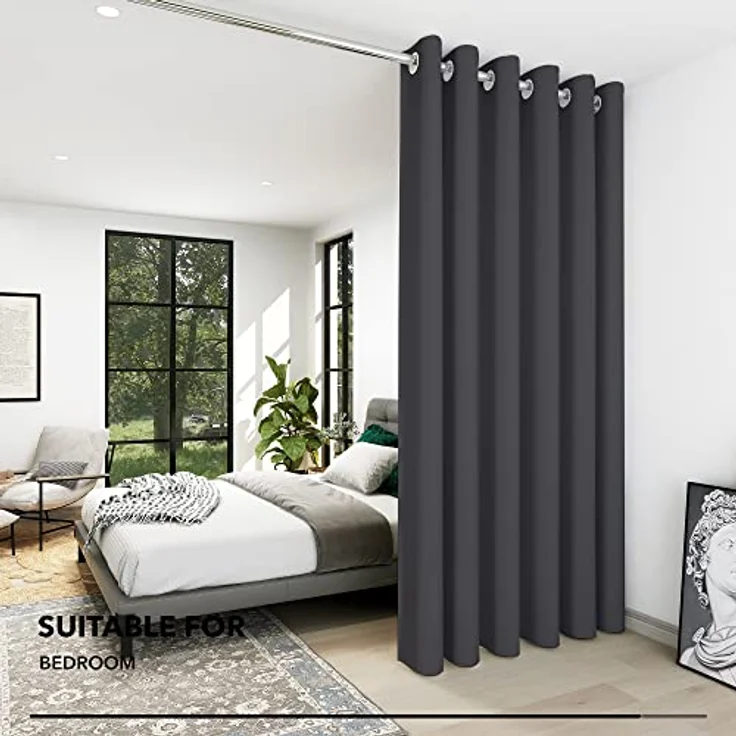 Deconovo Verdunklungsvorhänge mit Ösen UV-Schutz Deko Vorhang Dunkelgrau | 1 Stück, H290 x B200 cm, Blickdichte Gardinen, Thermovorhang Hitzeschutz, Ösenschal, Sichtschutz, Blackout Curtains,UV-Schutz – Bild 5