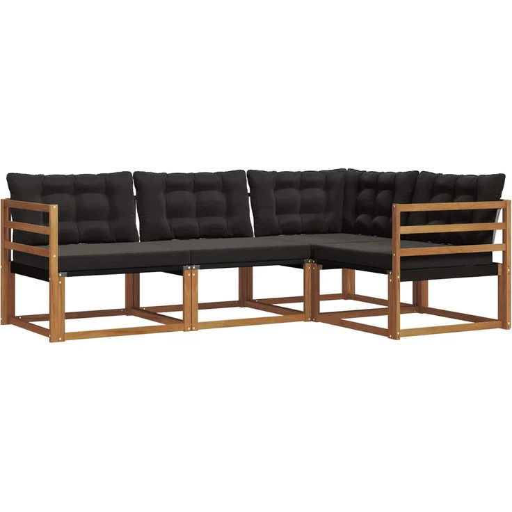 vidaXL Outdoor-Sofagarnitur 4 stk. 4-Sitzer Natur und Schwarz 3369399 – Bild 2