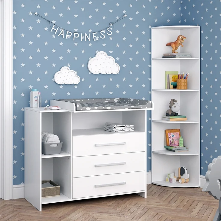 Kinderzimmer-Set Oskar Weiß 2 Teile, mit Wickelkommode und Spielzeugregal Vicco – Bild 4