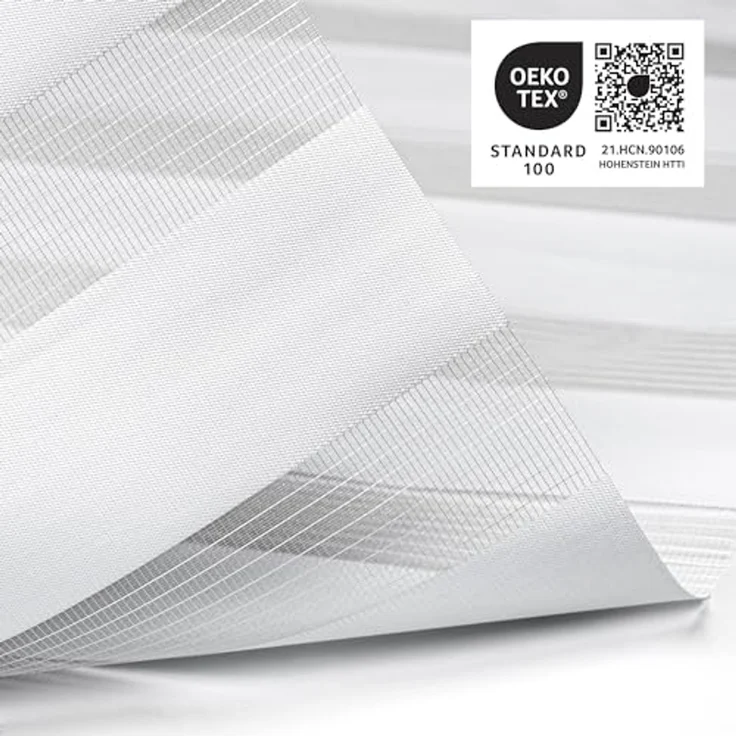 Doppelrollo 32,5 x 120 cm, weiß [ Stoffbreite 29,1 cm ], jalousiescout, blickdicht, mit Bohren/ohne Bohren, freihängend, Klemmen, Kleben und Schrauben OHNE Aufpreis, Lichtdurchlässig, Klemmträger, Feuchtraumgeeignet – Bild 4