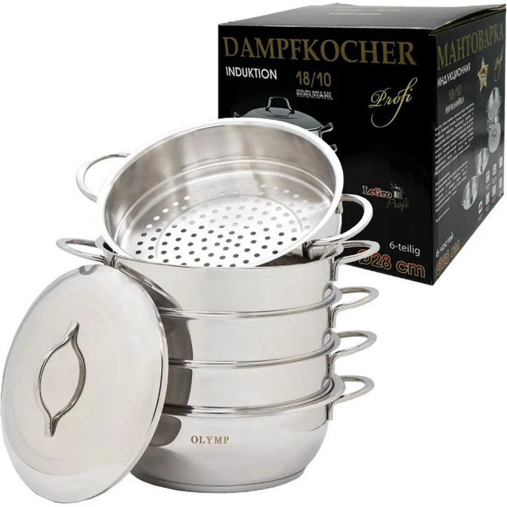 Olymp Handels Mantowarka Dampfkocher Ø28 cm Dampfgarer 6 Tlg Induktion – Bild 1