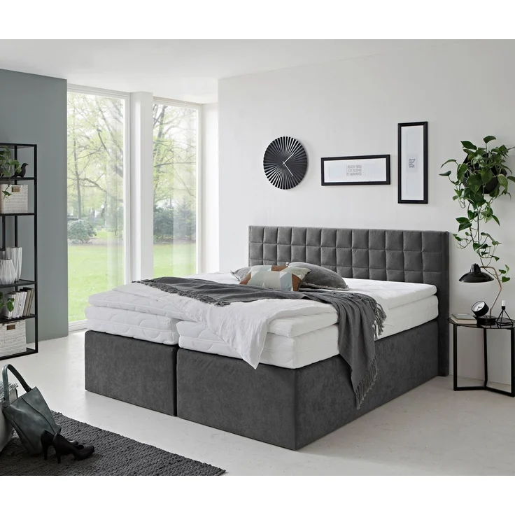 Westfalia Schlafkomfort Boxspringbett Dublin, wahlweise mit Topper in verschiedenen Härtegraden erhältlich, mit schöner Kopfteilversteppung – Bild 2