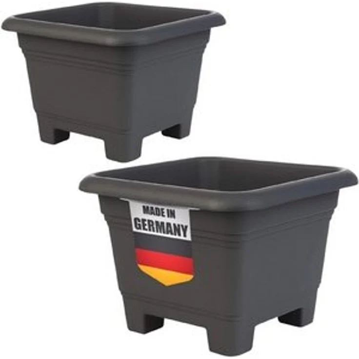 2friends Pflanzkübel 2er Set - Eckiger Blumentopf groß draußen in Anthrazit, 38x38x28 cm, Pflanztöpfe groß für Garten & Terrasse – Bild 6